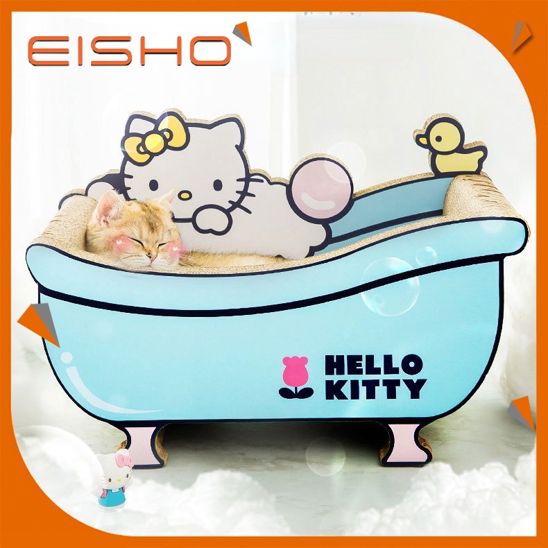 eisho-ที่ฝนเล็บแมว-ของเล่นแมว-ที่ลับเล็บแมว-โซฟาที่ลับเล็บแมว-อ่างอาบน้ำแมว-hello-kitty-กระดาษลูกฟูก