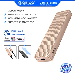 สินค้า Orico เคสฮาร์ดดิสก์ M.2 SSD รองรับ M2 NVMe SATA NGFF SSD Disk 10Gbps PCIe M Key 6Gbps M&B Key USB C (FV15C3)