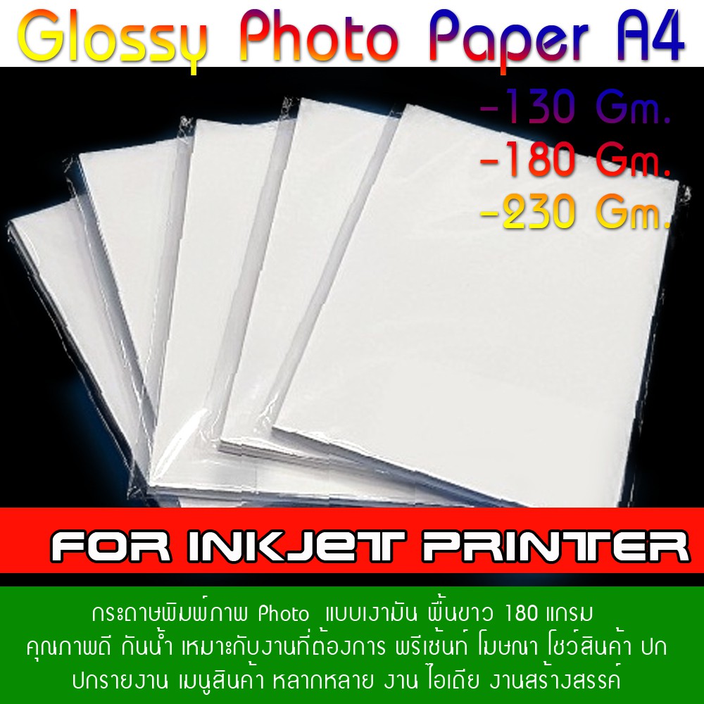 ภาพหน้าปกสินค้ากระดาษ Inkjet Glossy Photo Paper บรรจุ 10 แผ่น แบบเงามัน กระดาษกลอสซี่.