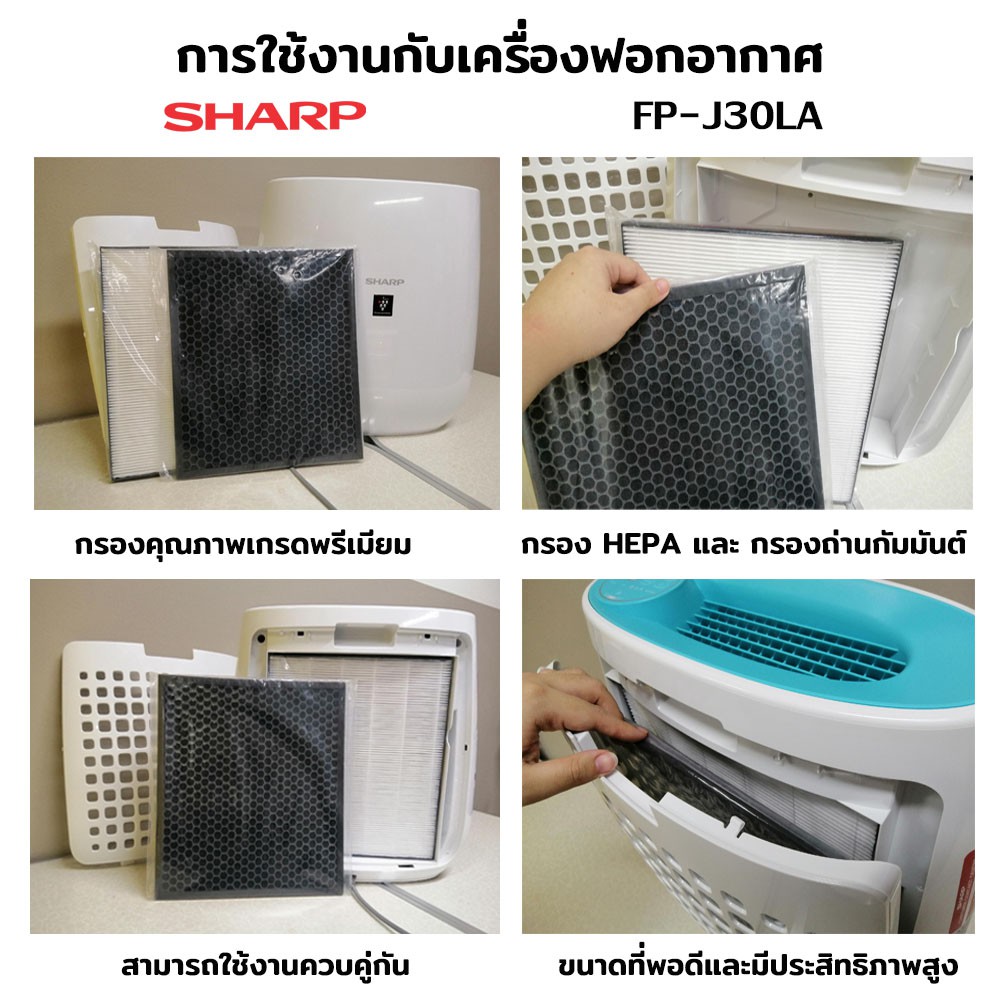 ภาพหน้าปกสินค้าSharp ไส้กรอง PM2.5 กลิ่น สารพิษ แบคทีเรียในอากาศ (รุ่น FP-J30TA FP-J30LA FP-F30Y FP-F30HFE FP-F30L-H FP-GM30B และอื่นๆ) จากร้าน alicar บน Shopee