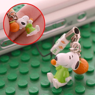 แท้ 100% จากญี่ปุ่น พวงกุญแจ สายเชือก สนูปปี้ Snoopy Happy Hobby Cell Phone Strap Mikan Tangerine