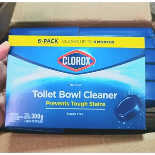 Clorox toilet bowl cleaner ก้อนทำความสะอาดสุขภัณฑ์  แถบเหลือง กล่องฟ้าแพค 6 ก้อน