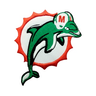Miami Dolphins ตัวรีดติดเสื้อ กีฬา อเมริกันฟุตบอล ทีม NFL ตกแต่งเสื้อผ้า หมวก กระเป๋า Embroidered Iron On