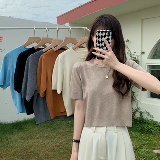48998 เสื้อท็อป ผ้าถัก หลากสีสัน เข้ากับทุกการแต่งกาย แฟชั่นฤดูใบไม้ผลิ ฤดูใบไม้ร่วง