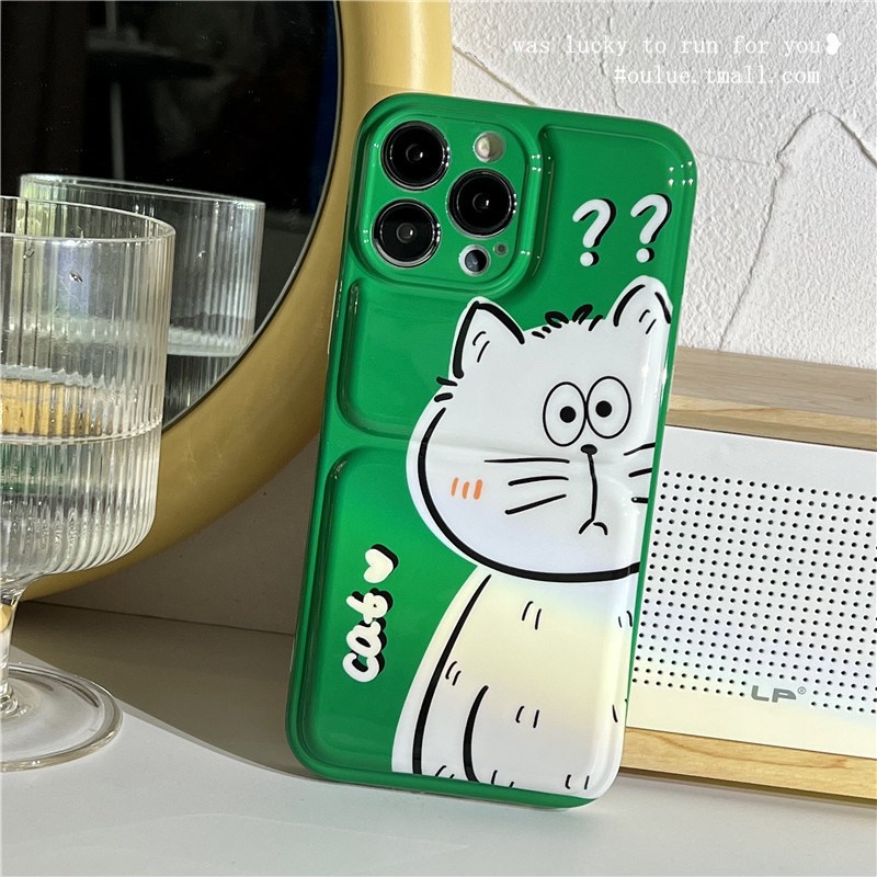 พร้อมส่งในไทย-เคสโทรศัพท์-เคสมือถือ-เคส-tpu-catพื้นเขียว-tpu-r1783