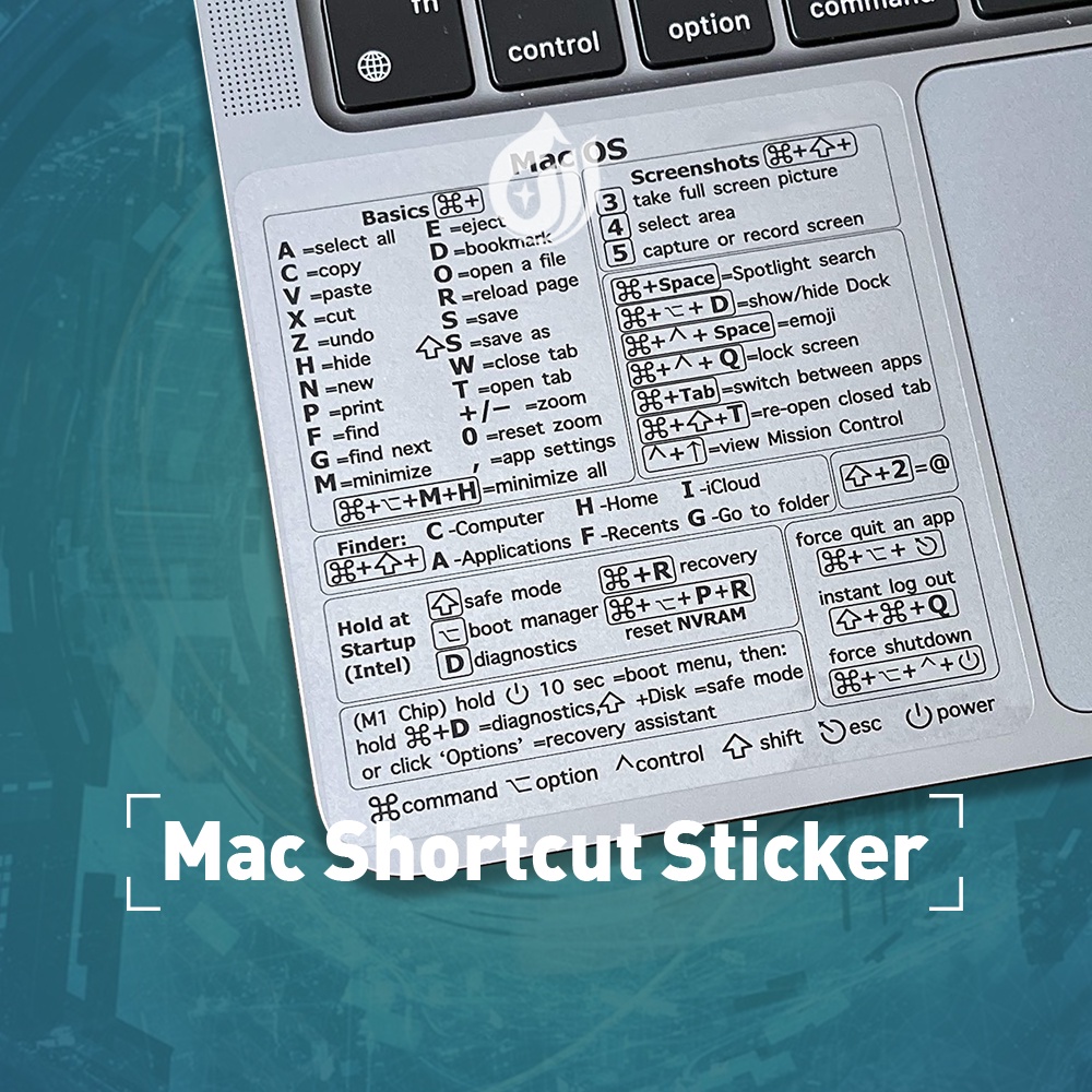 2pcs Laptop Sticker For Mac OS Apple Computer Shortcuts Clear Vinyl ...