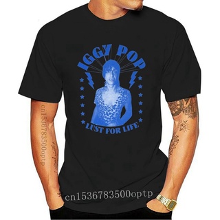 เสื้อยืดผ้าฝ้ายพิมพ์ลายขายดี เสื้อยืดลําลอง แขนสั้น พิมพ์ลาย Iggy Pop Lust for Life สีขาว สําหรับผู้ชาย