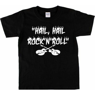 เสื้อยืดผ้าฝ้ายพิมพ์ลายขายดี เสื้อยืด ลาย Hail Hail Rock N Roll 50S 60S Rockabilly สไตล์ย้อนยุค