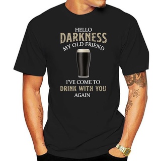 เสื้อยืดผ้าฝ้ายพรีเมี่ยม เสื้อยืด ผ้าฝ้าย พิมพ์ลาย Hello Darkness My Old Friend Beer สําหรับผู้ชายวัยกลางคน