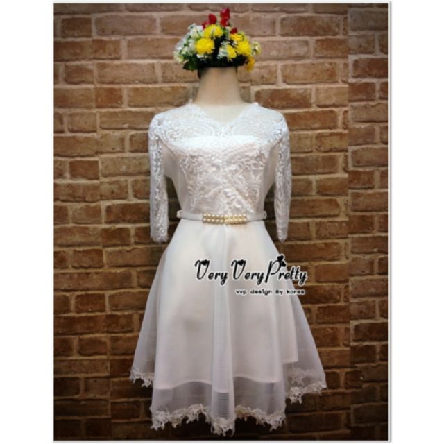 princes-white-lace-with-pearl-belt-dress