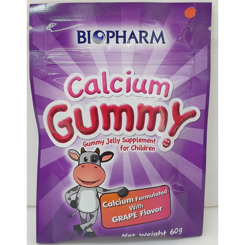 Biopharm Gummy Calcium 60 g. แคลเซียมชนิดเยลลี่ กลิ่นองุ่น(ประมาณ 18