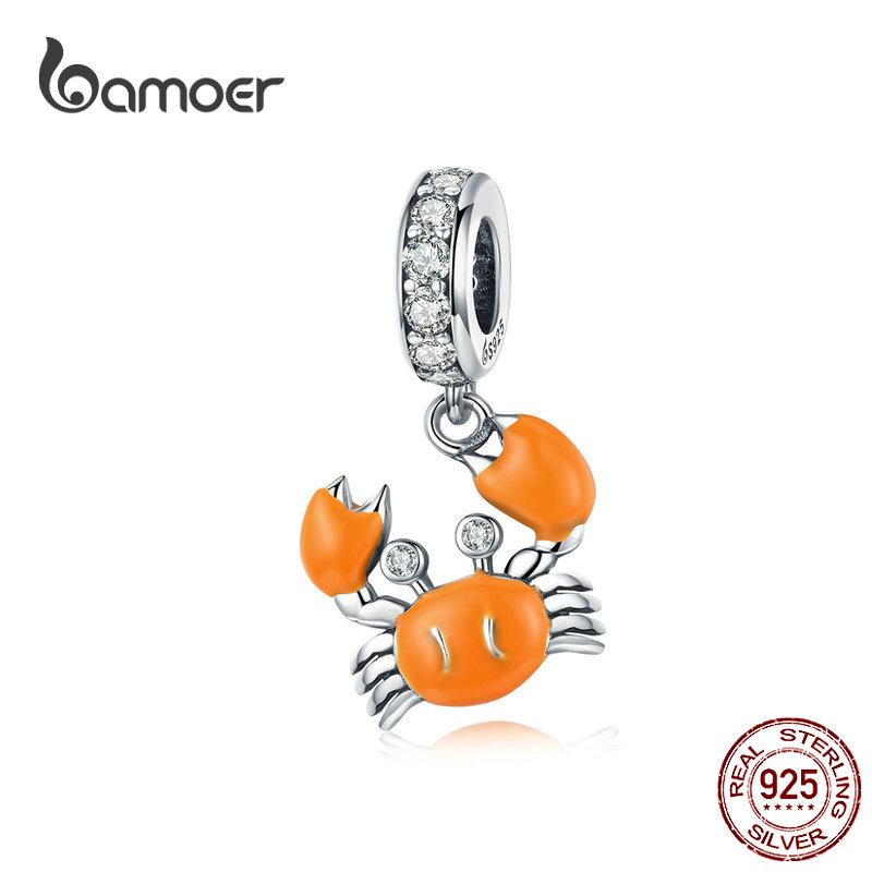 BAMOER Crab Charm for DIY Bracelet&amp;Necklace 925 Sterling Silver BSC076