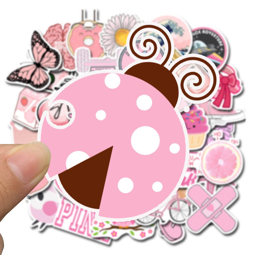 50pcs-cartoon-pink-ins-style-vsco-girl-stickers-for-laptop-luggage-notebook-laptop-sticker