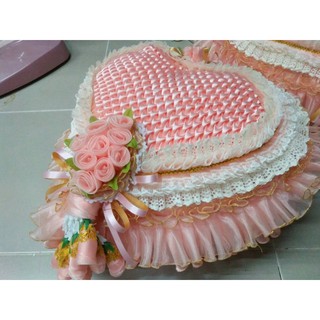 หมอนหัวใจ หมอนงานแต่งงาน หมอนรองแขนรับไหว้ หมอนรับไหว้งานแต่ง หัวใจสีโอรส ขนาด20นิ้ว คู่ละ1700บาท ใส่นุ่นพร้อมใช้งาน