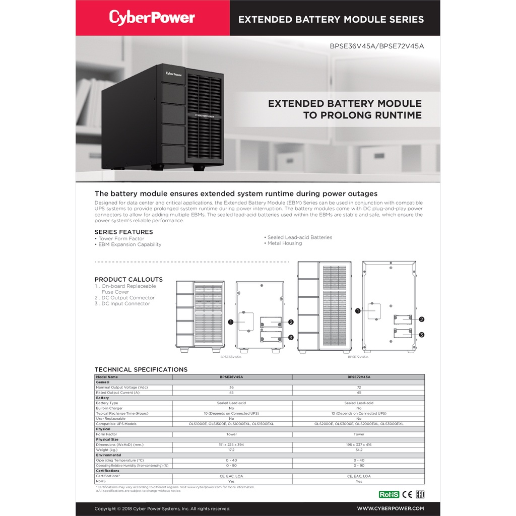 cyberpower-ups-เครื่องสำรองไฟ-อุปกรณ์สำรองจ่ายไฟ-bpse-series-รุ่น-bpse36v45a-batterypack-for-1-1-5kva-รับประกันศูนย์-2ปี