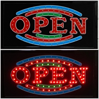 LED Sign OPEN 3 ชั้น  ป้ายไฟแอลอีดีสำหรับตกแต่ง 220V ป้ายตัวอักษร ป้ายไฟ ป้ายหน้าร้าน ใช้ประดับตกแต่ง