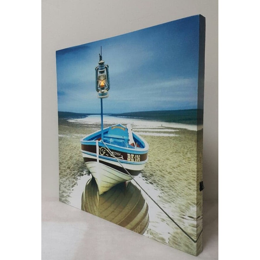 รูปภาพติดผนัง-led-รูปเรือกับตะเกียงเจ้าพายุ-size-40x40-cm-18186