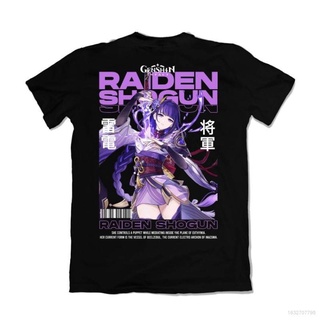 Genshin Impact - Raiden Shogun เสื้อยืดลําลองแขนสั้นทรงหลวมพลัสไซส์S-5XL