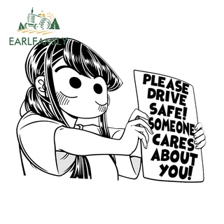 Earlfamily สติกเกอร์ ลาย Komi Please Drive Safe Aquaflask 13 ซม. x 10.1 ซม. สําหรับติดตกแต่งกระจกรถยนต์