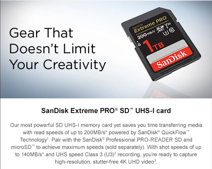 ลองดูภาพสินค้า SANDISK EXTREME PRO SDXC UHS-I CARD 64GB (SDSDXXU-064G-GN4IN) ความเร็ว อ่าน 200MB/s เขียน 90MB/s