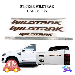 สติ๊กเกอร์"sticker WILDTRAK ติด Ford Ranger 2021 สีเทาดำขอบส้ม 1 ชุด 3 ชิ้น " มีบริการเก็บเงินปลายทาง