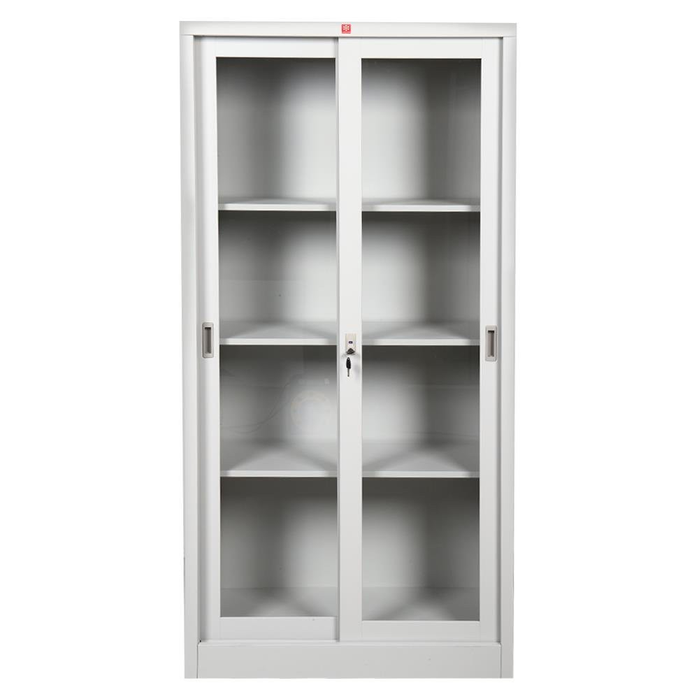 file-cabinet-high-cabinet-steel-sliding-ksg-914-tg-office-furniture-home-amp-furniture-ตู้เอกสาร-ตู้เหล็กสูงบานเลื่อนกระจก