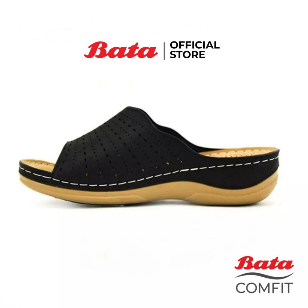 bata-comfit-รองเท้าเพื่อสุขภาพ-แบบสวม-เสริมส้น-สูง-1-นิ้ว-รองรับน้ำหนักเท้าได้ดี-สีดำ-รหัส-6616330-ladiescomfort-fashion