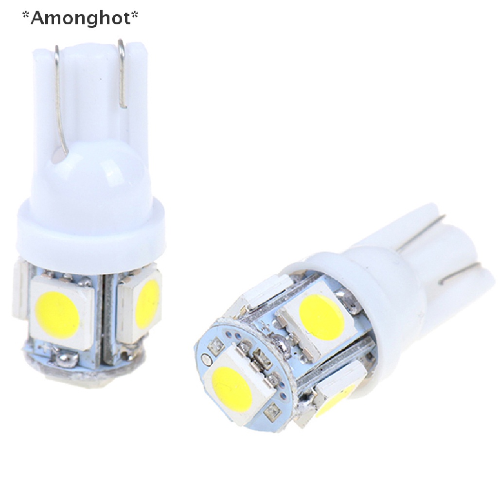 amonghot-หลอดไฟ-led-t10-wedge-5-smd-5050-5w5-สีขาว-สําหรับติดป้ายทะเบียนรถยนต์-10-ชิ้น