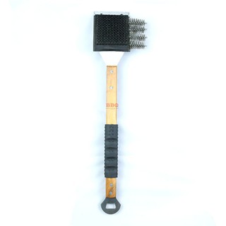 Cleaning brush with wood handle อุปกรณ์ทำความสะอาดเตาปิ้งย่าง