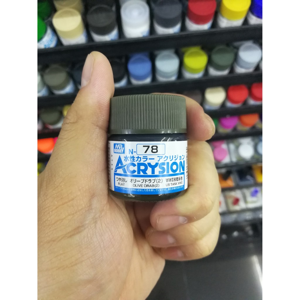 สีสูตรน้ำ-mr-acrysion-color-n78-olive-drab-2-us-tank-flat-10ml