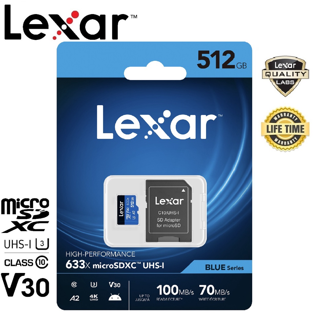 Lexar 512GB Micro SDXC 633x with SD Adapter | Shopee Thailand
