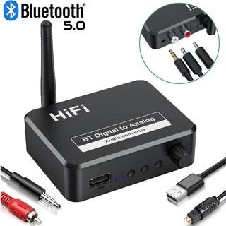 Digital to Analog Audio DAC Converter Adapter Digital SPDIF Optical Toslink to 3.5mm 3.5 AUX Jack RCA L/R Bluetooth 5.0