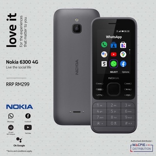 ฟีเจอร์โฟน โทรศัพท์มือถือ Nokia 6300 4G รองรับ2 sim หน้าจอ 2.4