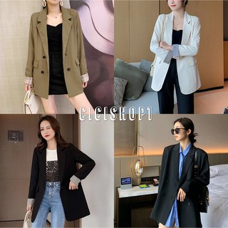 ภาพย่อรูปภาพสินค้าแรกของCicishop(พร้อมส่ง)(907/2027)Blazer เสื้อสูทแขนยาว ตัวยาวแต่งกระเป๋าหน้าคู่​ โทนสีพื้นเรียบๆดูดีผ้าสูท​ มี12ลาย