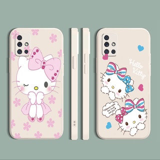 for Samsung Galaxy A31 A32 4G A52 A72 5G A11 A51 A71 Galaxy A21S A02S A20S A10S Lovely Hellokitty Couple Square Straight Edge Soft Silicone Cover Duable Phone Case