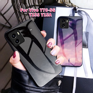 เคสโทรศัพท์มือถือกระจกนิรภัย แบบแข็ง กันกระแทก สําหรับ Vivo Y76 5G Y15S Y15A Y76S Y74S Y 75 15A 15S 76S 4G