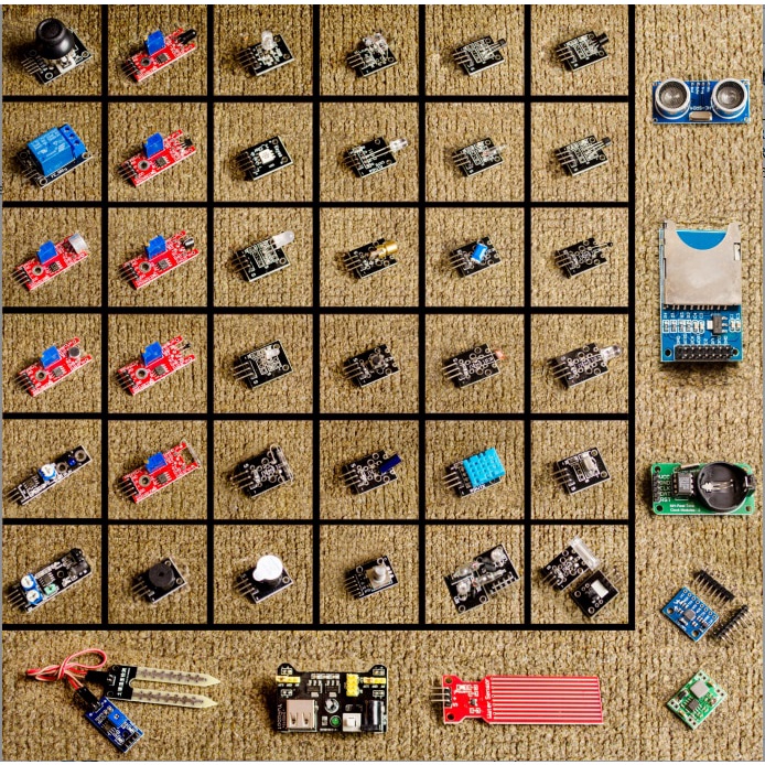 สําหรับ arduino 45 in 1 เซนเซอร์โมดูล Starter Kit ดีกว่า 37in1 Sensor ...