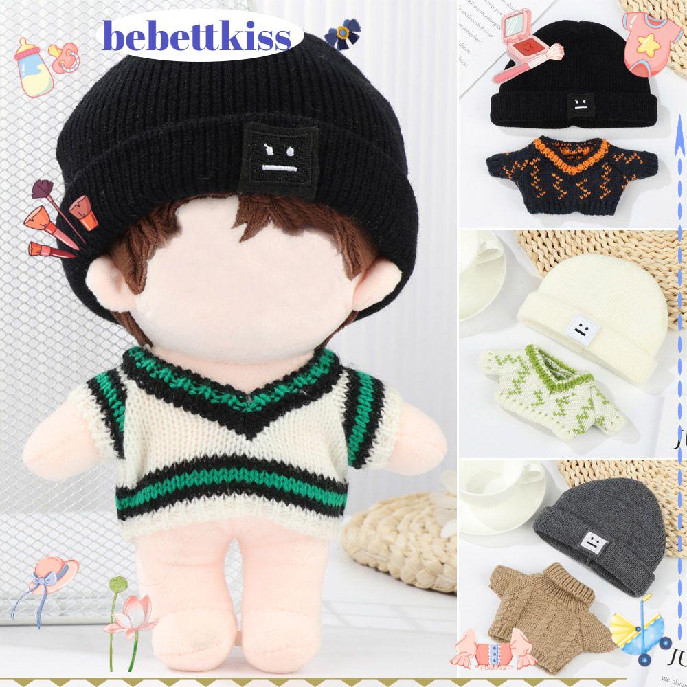 bebettform-1pc-suit-for-20cm-doll-clothes-diy-sweater-wool-hat-plush-toys-clothing-makeup-handmade-accessories