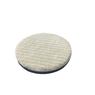 แผ่นขัดขนแกะ 5 นิ้ว ขนสั้น มีเสริมฟองน้ำ หลังผ้าสักหลาด Wool Pad w/velcro 5 inch