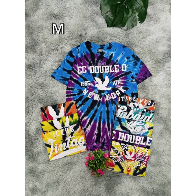 มัดกัด-มัดย้อม-เสื้อยืด-กัดสีสด-สกรีนลายตัวหนังสือ-เสื้อคอกลม-เสื้อใส่เที่ยว-วินเทจ