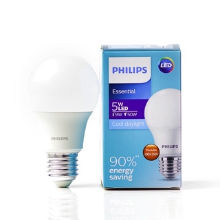 หลอดไฟฟิลิปส์แอลอีดี 5W รุ่น Essential Philips LED Bulb  ขั้ว E27 Cool Daylight, Warm white รับประกัน 1 ปี แท้ ราคาถูก