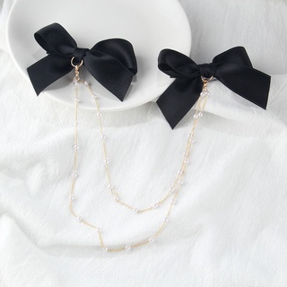 Double bow pearl hair clip simple design sense pair clip temperament girl heart duck bill hair accessories female for gi