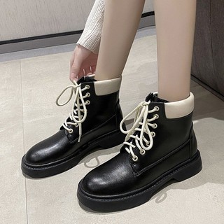 🔥Hot sale！ รองเท้าบูทมาร์ตินสไตล์อังกฤษสำหรับผู้หญิงปี 2020 ฤดูใบไม้ร่วงและฤดูหนาวแฟชั่นใหม่ลำลองรุ่นเกาหลีของรองเท้าบู
