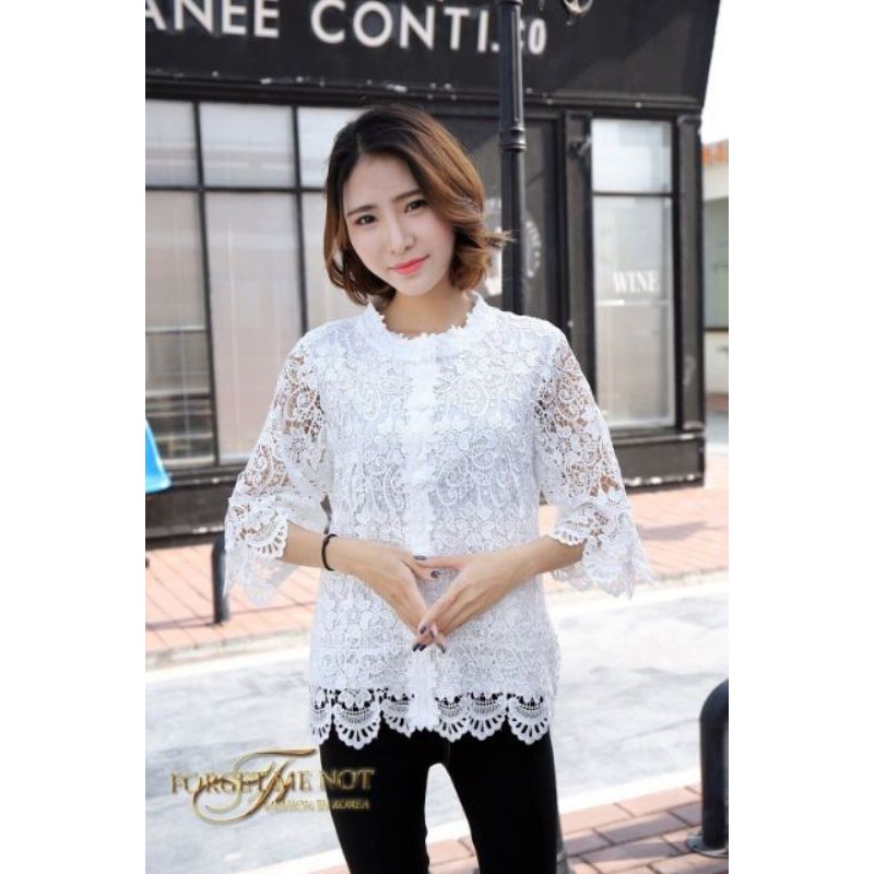 เสื้อลูกไม้กระดุมหน้างานสวยมากมี12สีใส่แมทกับอะไรก็สวย