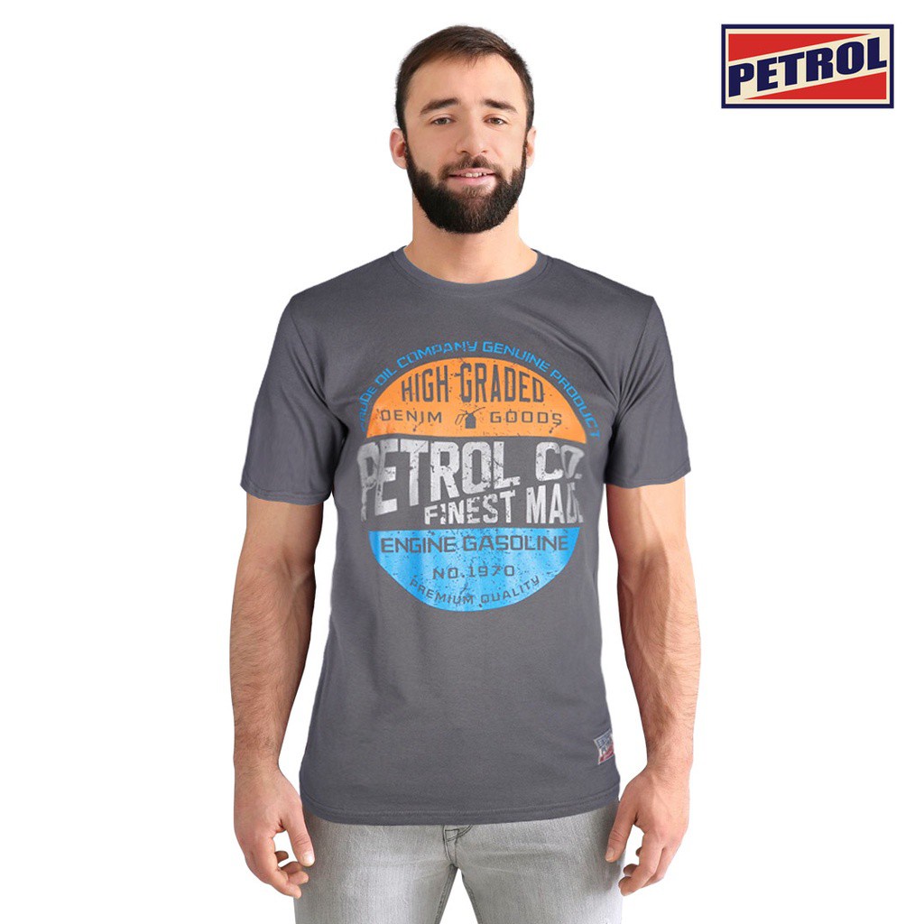 เสื้อวินเทจชาย-เสื้อยืดพื้นฐานสําหรับผู้ชายเบนซินโดลสลิมฟิต-13357-u-ถ่าน
