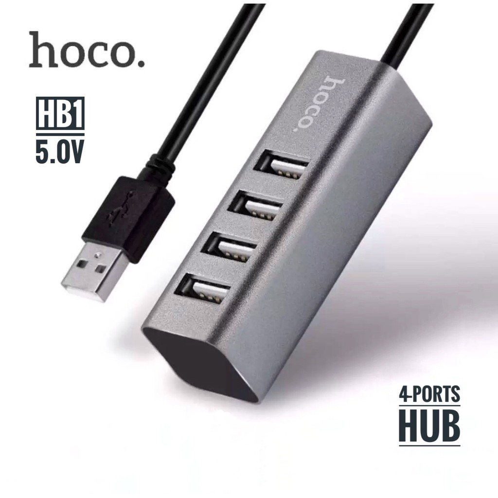 hoco-hb1-4-port-usb-hub-5-0v-เพิ่มช่องเสียบ-usb-สายยาว-80-mm-usb-2-0