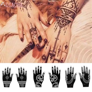 DIACHA 1 คู่ลายฉลุสัก DIY แม่แบบเฮนน่าสติ๊กเกอร์ Mehndi สไตล์อินเดียศิลปะร่างกาย