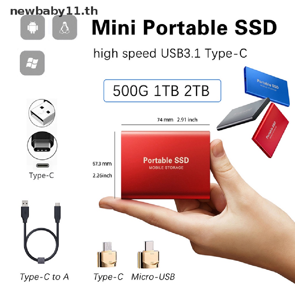ภาพหน้าปกสินค้าOnebaby ฮาร์ดดิสก์มือถือ SSD 4TB 2TB 1TBGB Type C USB3.1 แบบพกพา จากร้าน newbaby11.th บน Shopee