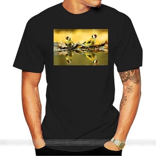 [S-5XL] เสื้อยืด ผ้าฝ้าย พิมพ์ลายนก Goldfinches สีน้ํา แฟชั่นฤดูร้อน สําหรับผู้ชาย