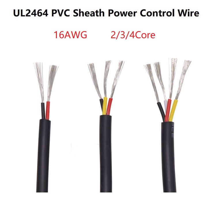 2M 16AWG UL2464 สัญญาณลวด 2 3 4 แกน PVC Sheath Power Control Line ...